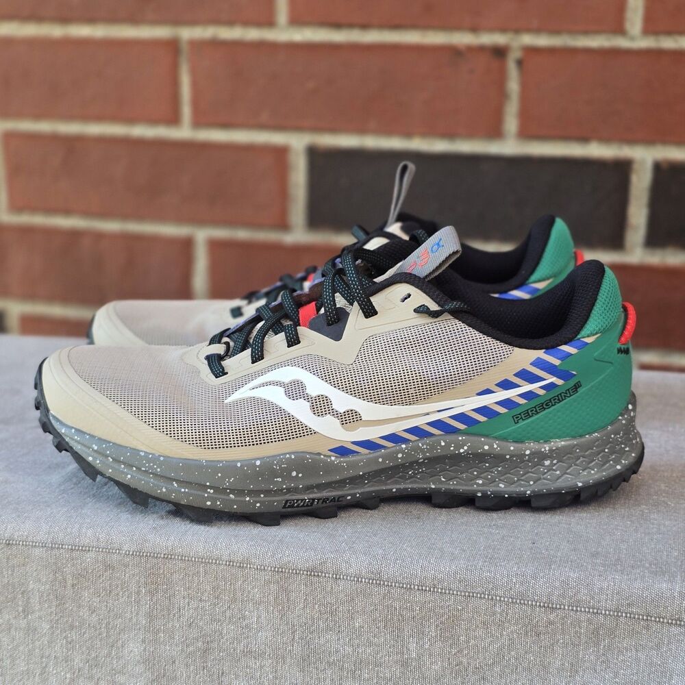 Size 9.5 - Saucony Peregrine 11 Astrotrail Pack Earth Taupe Teal Blue Mesh
